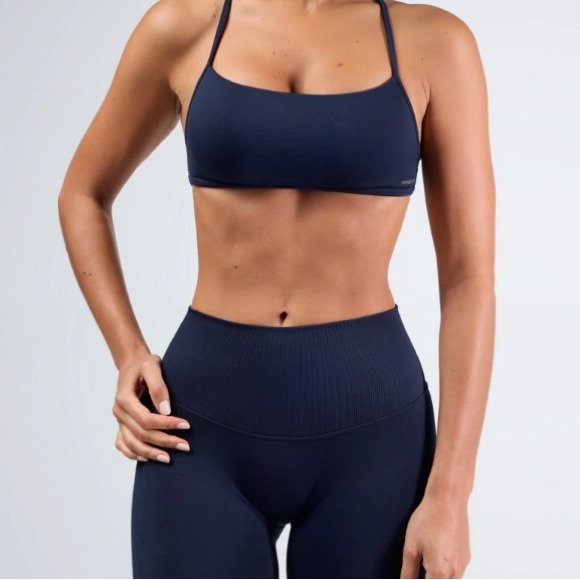Navy Strappy Sports Bra - Picture 3 of 3